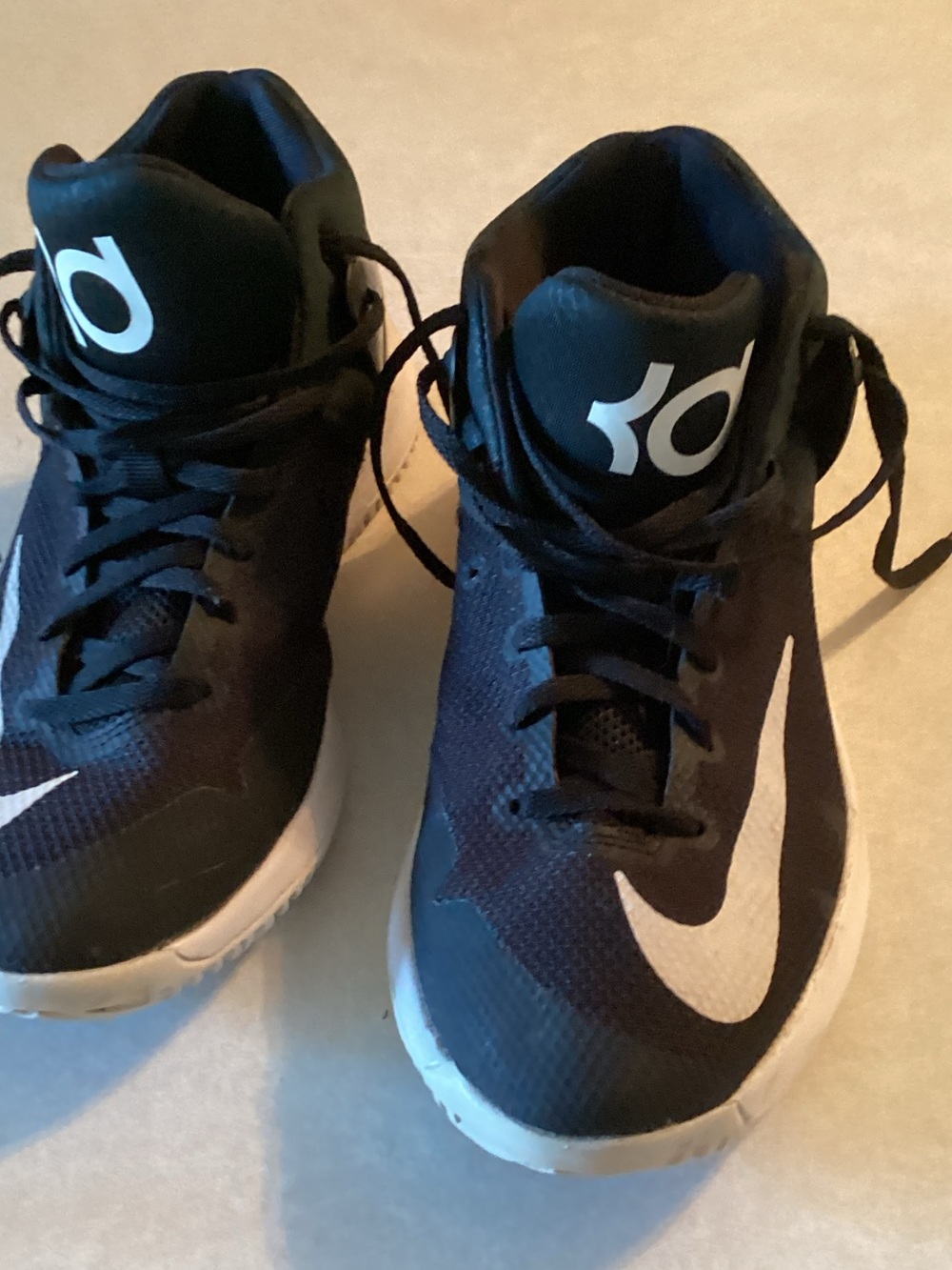 Nike Kids Black and White High-Top KD Basketball Sneakers size 5Y